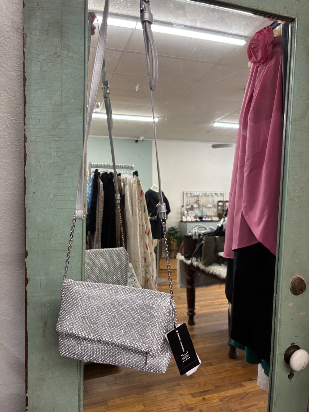 INC International Concepts Silver Rhinestone Shoulder Bag